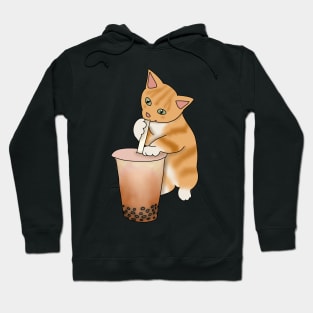 Cat Boba Tea Bubble (fluffy orange cat) Hoodie